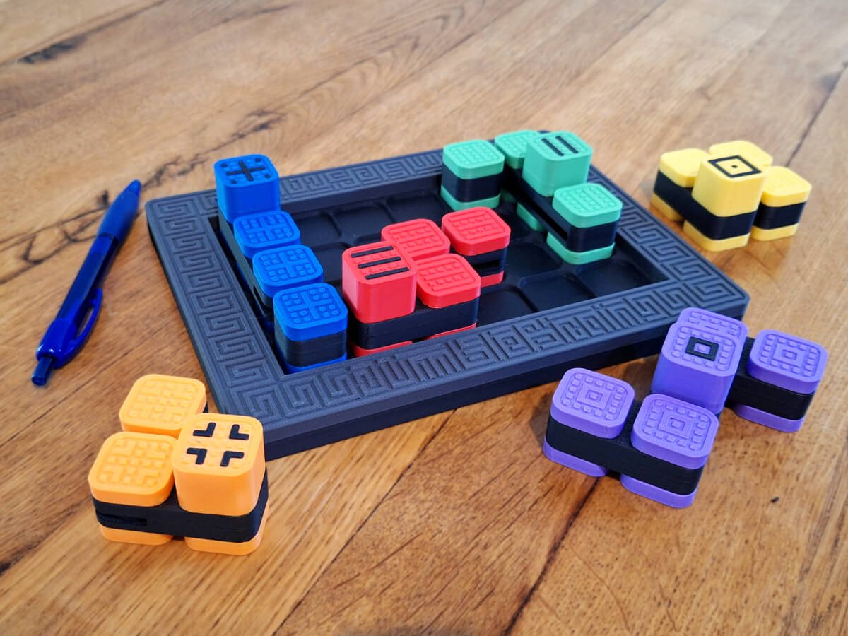 JumbleBrain playing board with playing pieces scattered around